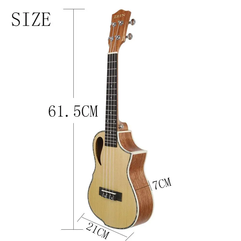 

23-inch Ukulele Wood Panel Cutaway Arm Guard wood Color Ukulele 4 Strings Hawaiian Guitar Musical Instruments