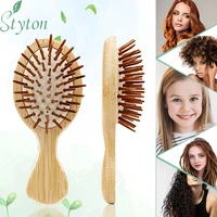 styton wooden bamboo hair brush scalp massage care hair comb straight curly styling brush hairdressing prod