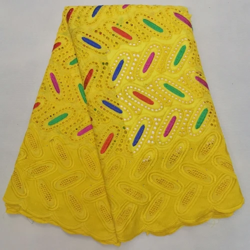 Оранжевый Африканский 100% хлопок кружевной ткани новейшее швейцарское кружево