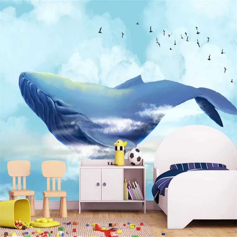 

Milofi custom 3D wallpaper mural hand-painted whale fantasy sea girl background wall living room bedroom decoration painting wal