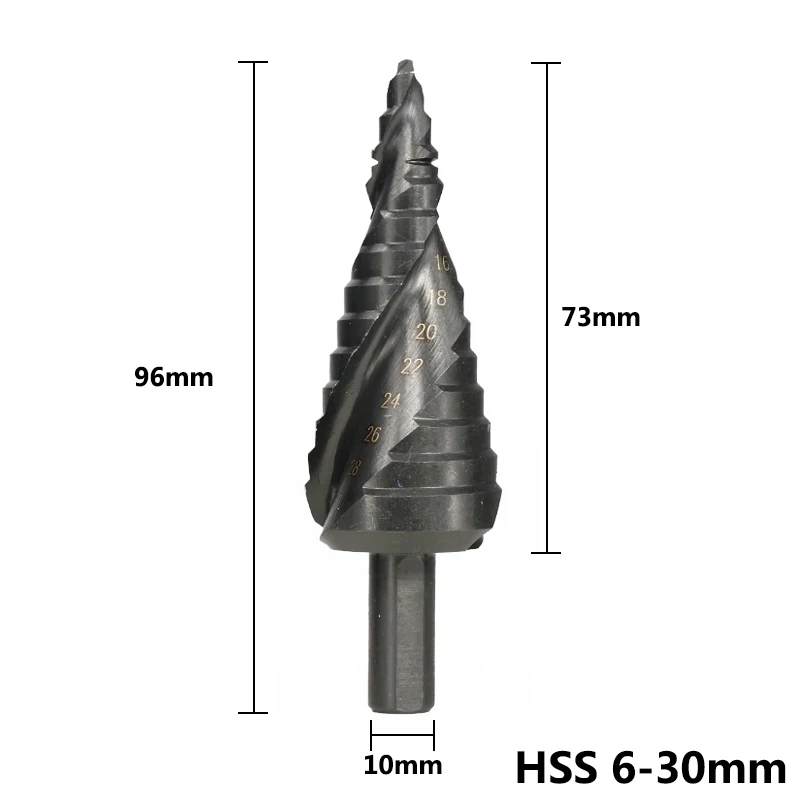 1pc 6-30mm 4-12 20 32 мм 6-30 мм спиральное ступенчатое конусное сверло треугольное ступенчатое сверло набор HSS отверстие резак дерево/металл нитридное покрытие сверло - Цвет: 1pc 6-30mm
