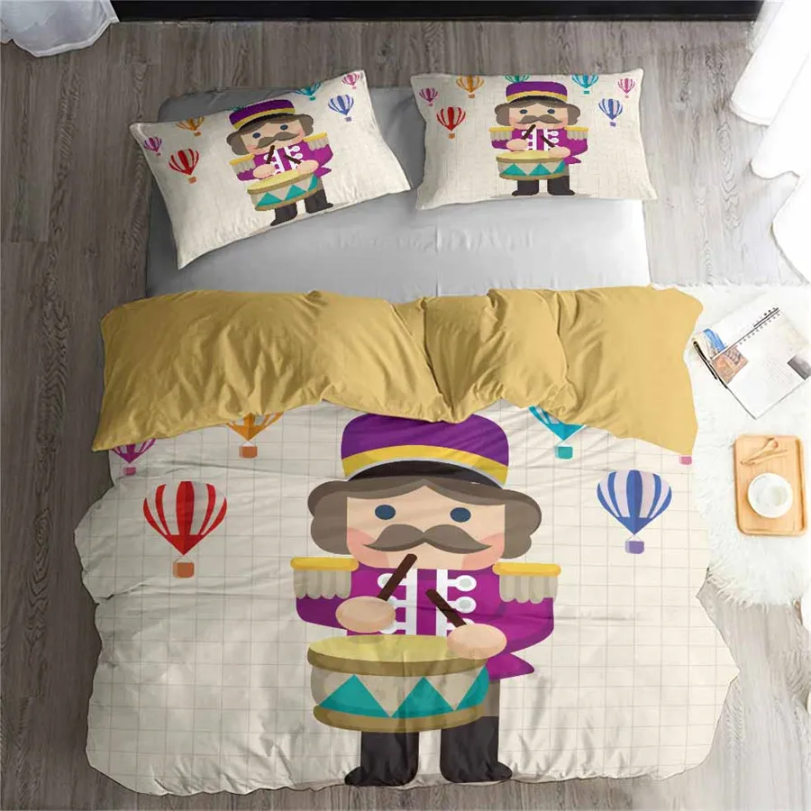 HELENGILI 3D Постельное белье Щелкунчик печати пододеяльник набор Bedcloth с Наволочка на