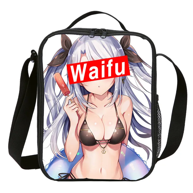 Small Lunch Bag For Kids Boys Girls Sugoi Senpai Anime Waifu Letter Printed Ice Insulated Thermal Picnic Lunchbox Sac A Main | Багаж и