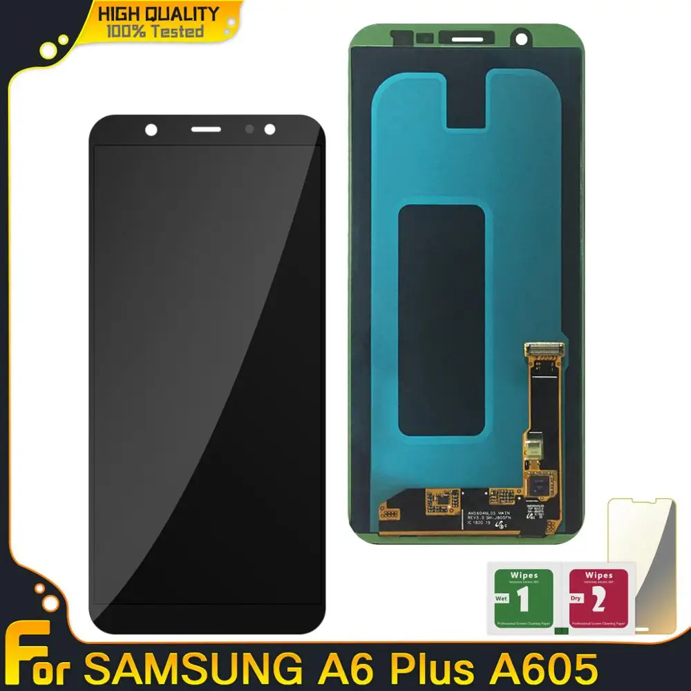 Новые запасные части ЖК дисплей для samsung Galaxy A6 Plus 2018 + A605 A605F сенсорный дигитайзер