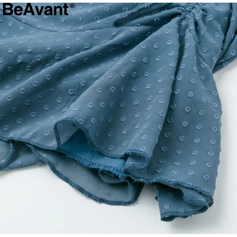 BeAvant/осеннее платье в горошек с рюшами, женское Элегантное зимнее офисное платье с длинными рукавами и шнуровкой, вечерние мини-платья в стиле ретро