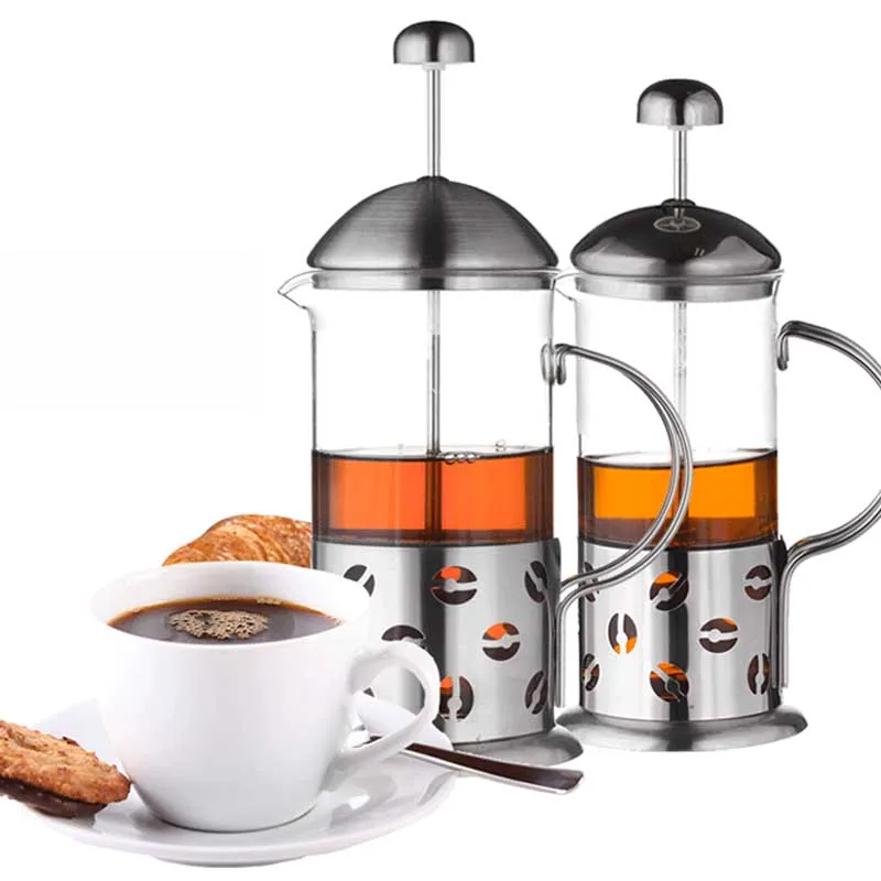 Кофейник из нержавеющей стали во французском прессе силикат бора со шкалой