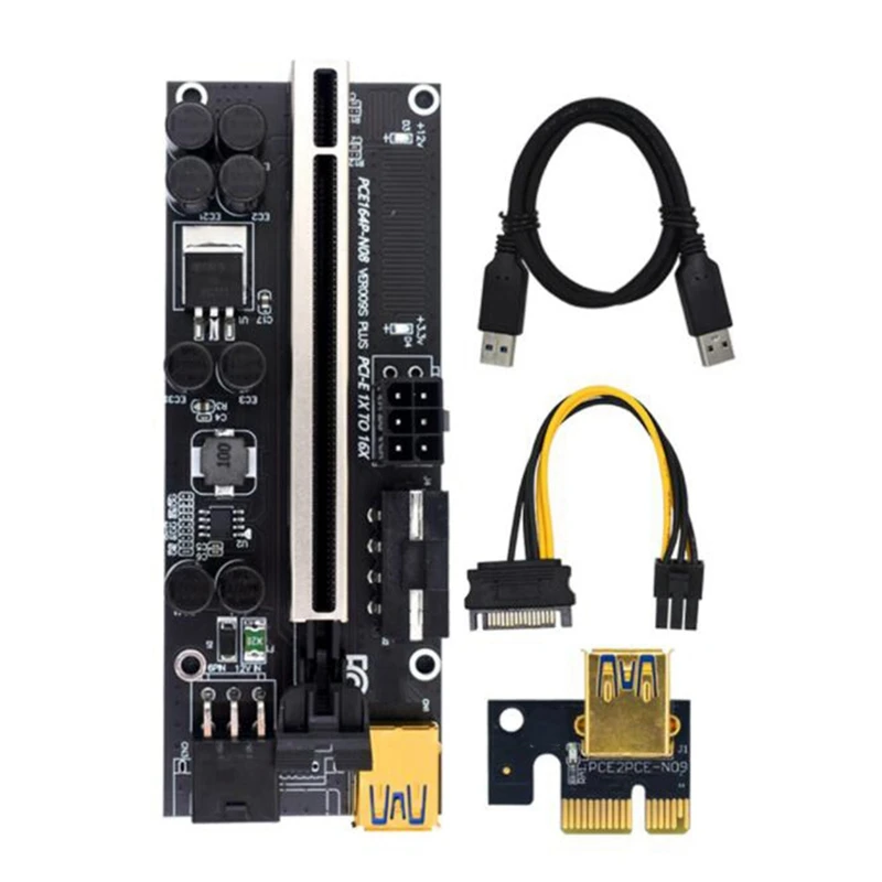 

1PCS Upgraded VER009S Plus PCI-E PCIE Riser Card Ver 009S USB 3.0 SATA 15Pin to 6Pin Adapter for BTC Mining Miner