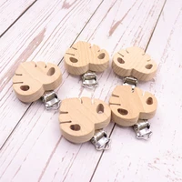 10pcs beech wooden baby pacifier clip cartoon plant leaves bpa free pacifier clip holder baby wood teether baby goods