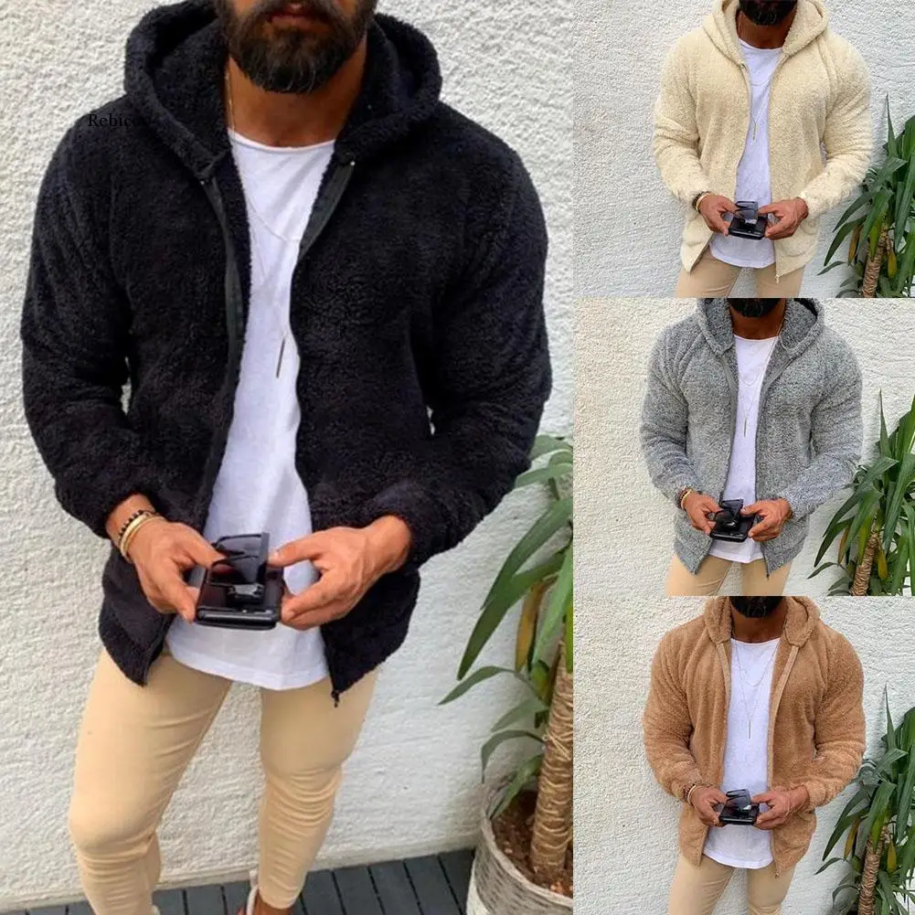 

Jacket Men's Sweater Warm Hooded Sweater Coat Jacket Men's Autumn Winter Casual Loose Double-Sided Plush Men's Sweater Coat Top