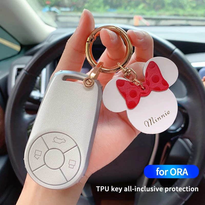 

2021New TPU Car Key Cover For GMW ORA HAVAL H6 M6 R2 Good Cat Three Buttons Remote Holder Keychain Accessories