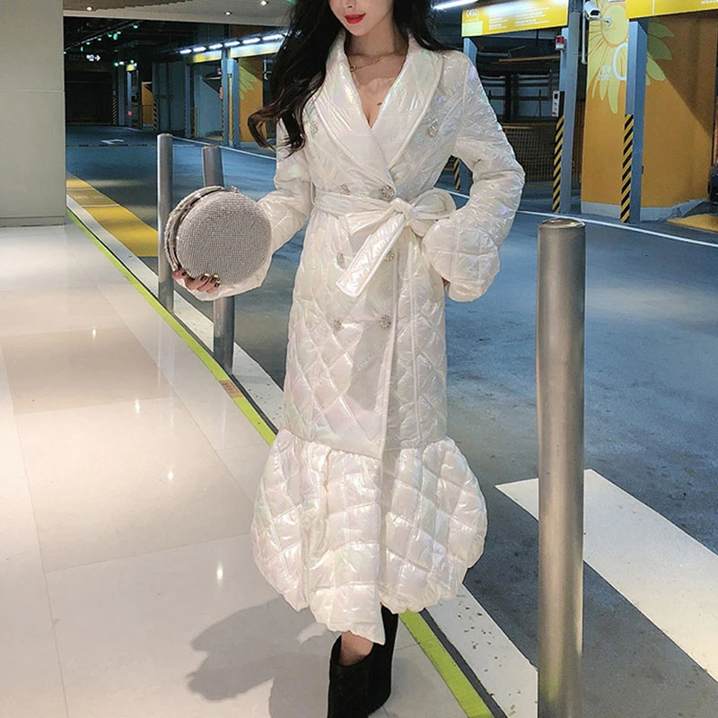 Осеннее Элегантное длинное зимнее пальто для женщин тонкая плотная одежда из