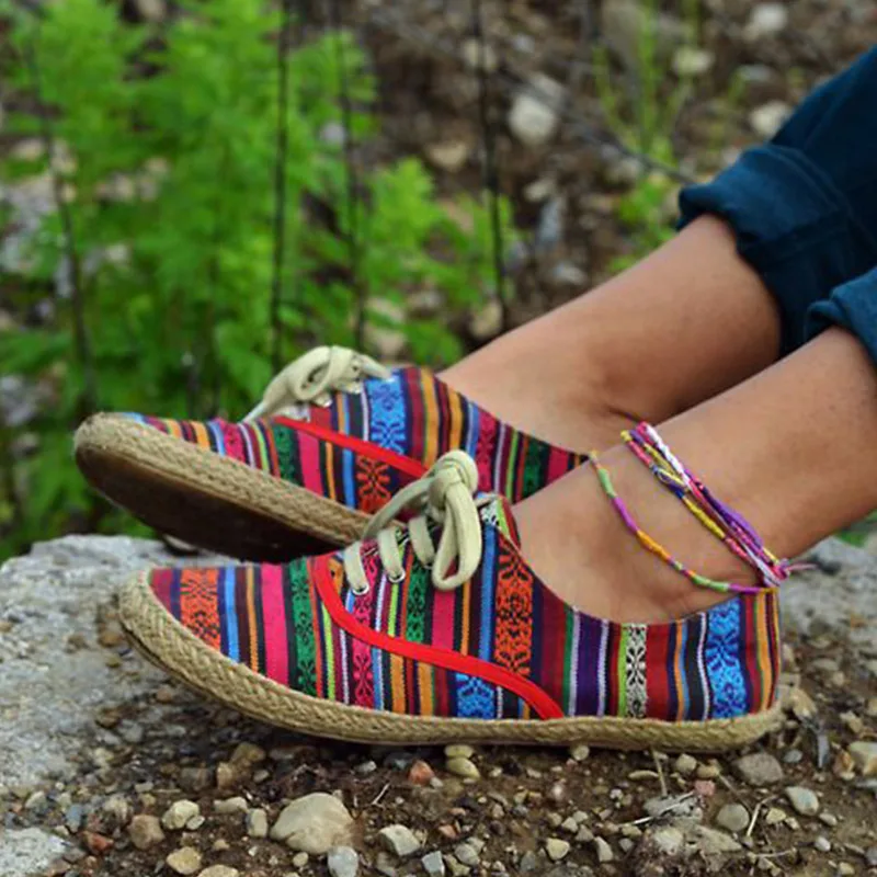 

Кеды женские цветные, плоская подошва, на шнуровке, повседневные холщовые кроссовки, богемный стиль