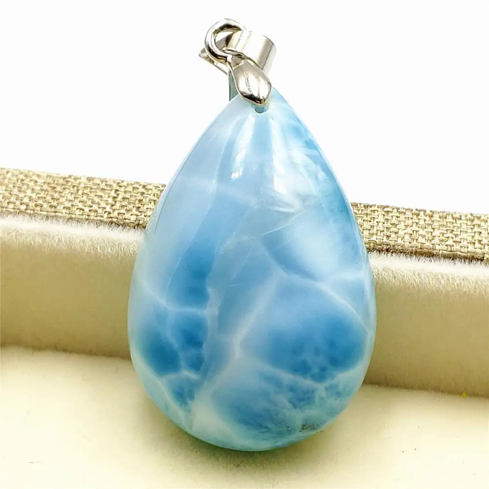 Высокое качество натуральный Синий Ларимар Подвеска из драгоценного камня 25x17x9mm