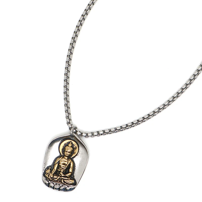 

Unisex 316L Stainless Steel Buddha Protect Pendant Free Chain
