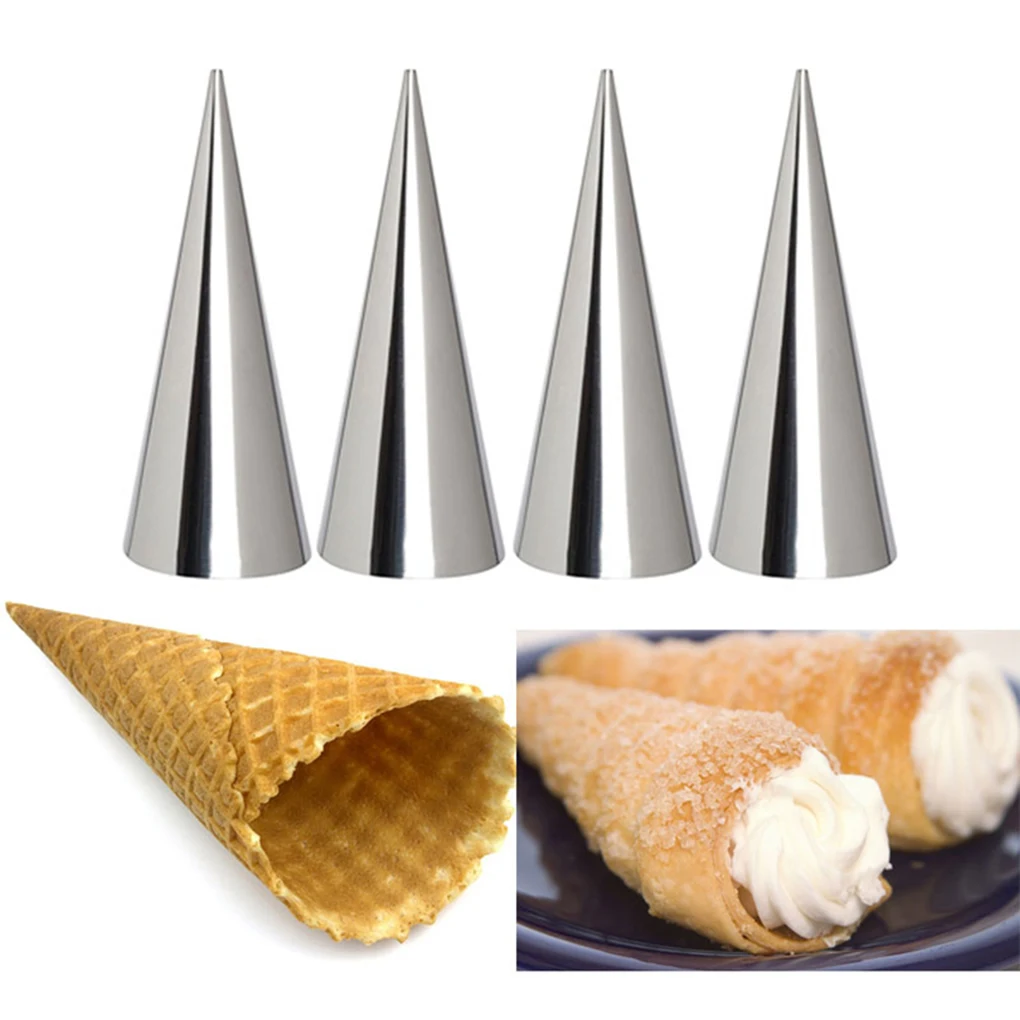 5/12PCS Conical Tube Cone Roll Moulds Stainless Steel Spiral Croissants Molds Pastry Cream Horn Cake Bread Mold | Дом и сад