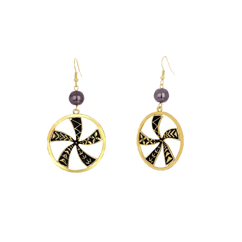 

Cring Coco 2020 Hawaiian Earrings for Women New Fashion Trendy Personality Earing Ring Shape Gold and Black Color Summer Party