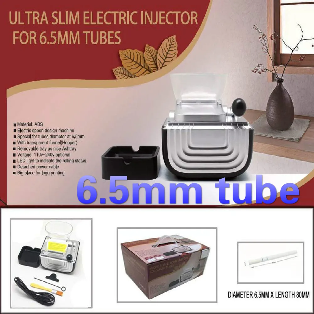

6.5mm Slim Tube Electirc Cigarette Rolling Machine Tabacco Maker Inject Lighter Wrapping Roller Tobacco Smoke Tools Gift For Men