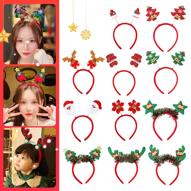 Christmas Headbands Hairpin Santa Tree Elk Antlers Headband Kids Adult Headwear Reindeer Ornaments Decorations | Дом и сад