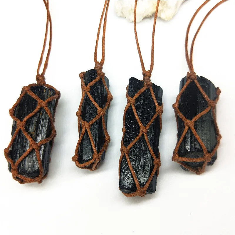 1 шт. натуральный столб Schorl черный турмалин сырье ювелирное ожерелье из драгоценных камней кулон QLY9723
