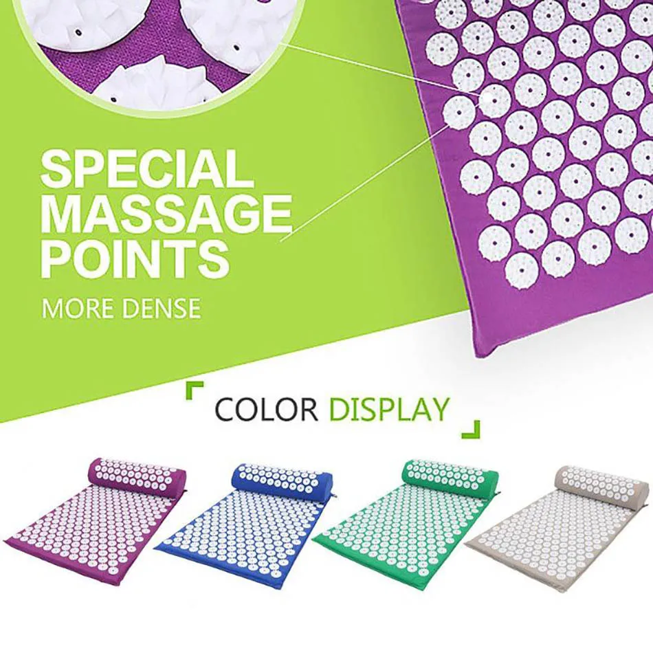 Yoga Mat Acupressure Massage Pad Cushion Acupuncture Pillow Set Needle Relieve Stress Back Neck Sciatic Pain Relax Muscles | Спорт и