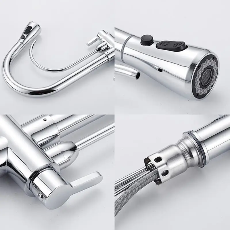 Монтируемый на палубе черный кухонный кран выдвижной фильтр для горячей и