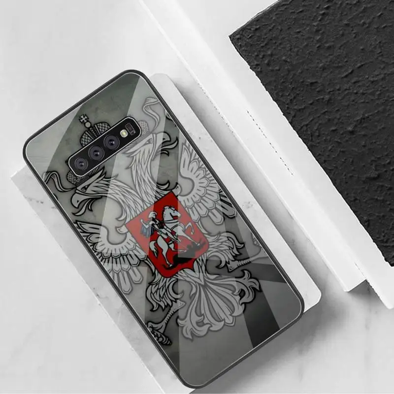 

Dabieshu Russia Flag national emblem Luxury Phone Case Tempered Glass For Samsung S20 Plus S7 S8 S9 S10 Plus Note 8 9 10 Plus