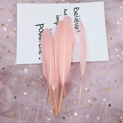 Champange 50pcs Натуральный гусиное перо цветные перья маленький прямой нож Diy перо детский сад материалы вручную 10-15 см/4-6 дюймов 50 шт - Цвет: Champange 50pcs