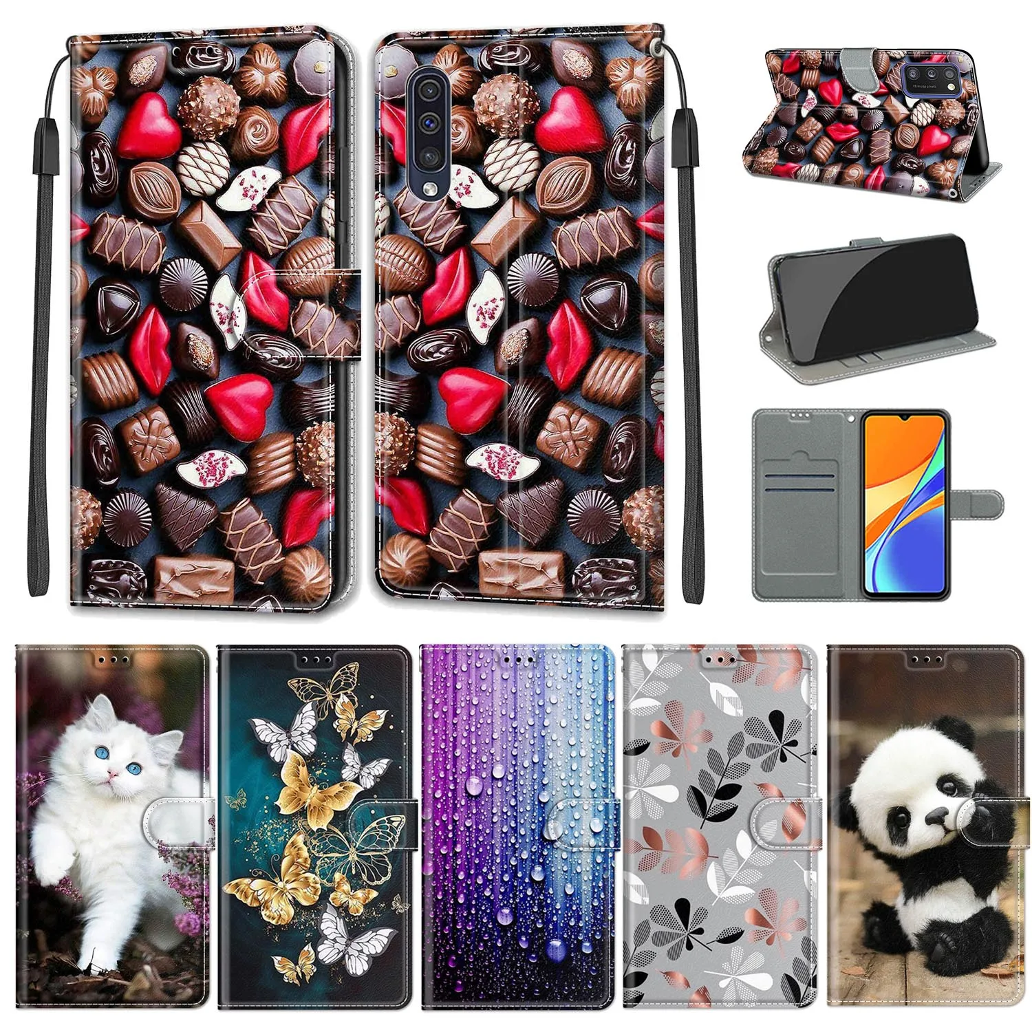 

Кожаный чехол с откидной крышкой для Samsung Galaxy A50, чехол, кошелек, держатель для карт, подставка, чехол для Samsung Galaxy A50, шоколадный узор