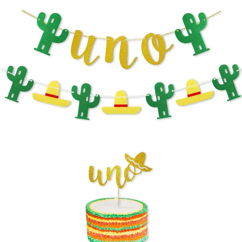 UNO овсянка баннер кактус нетканых материалов Баннер Висячие гирлянды украшения с
