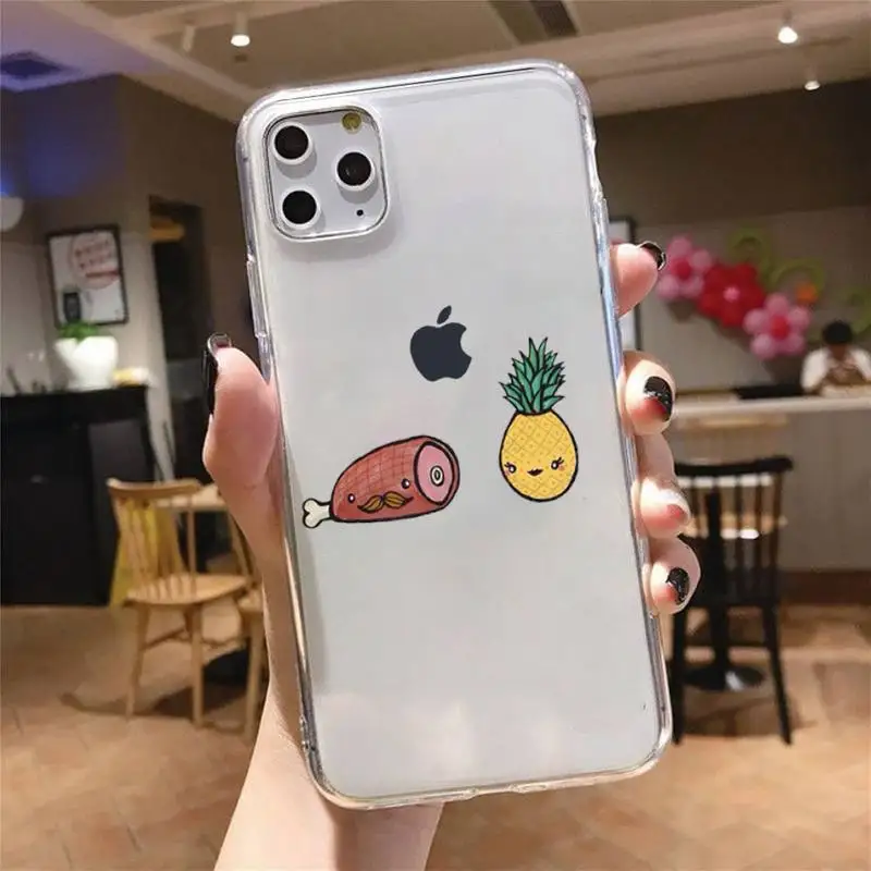 

cartoon funny cute food Phone Case Transparent soft For iphone 5 5s 5c se 6 6s 7 8 11 12 plus mini x xs xr pro max