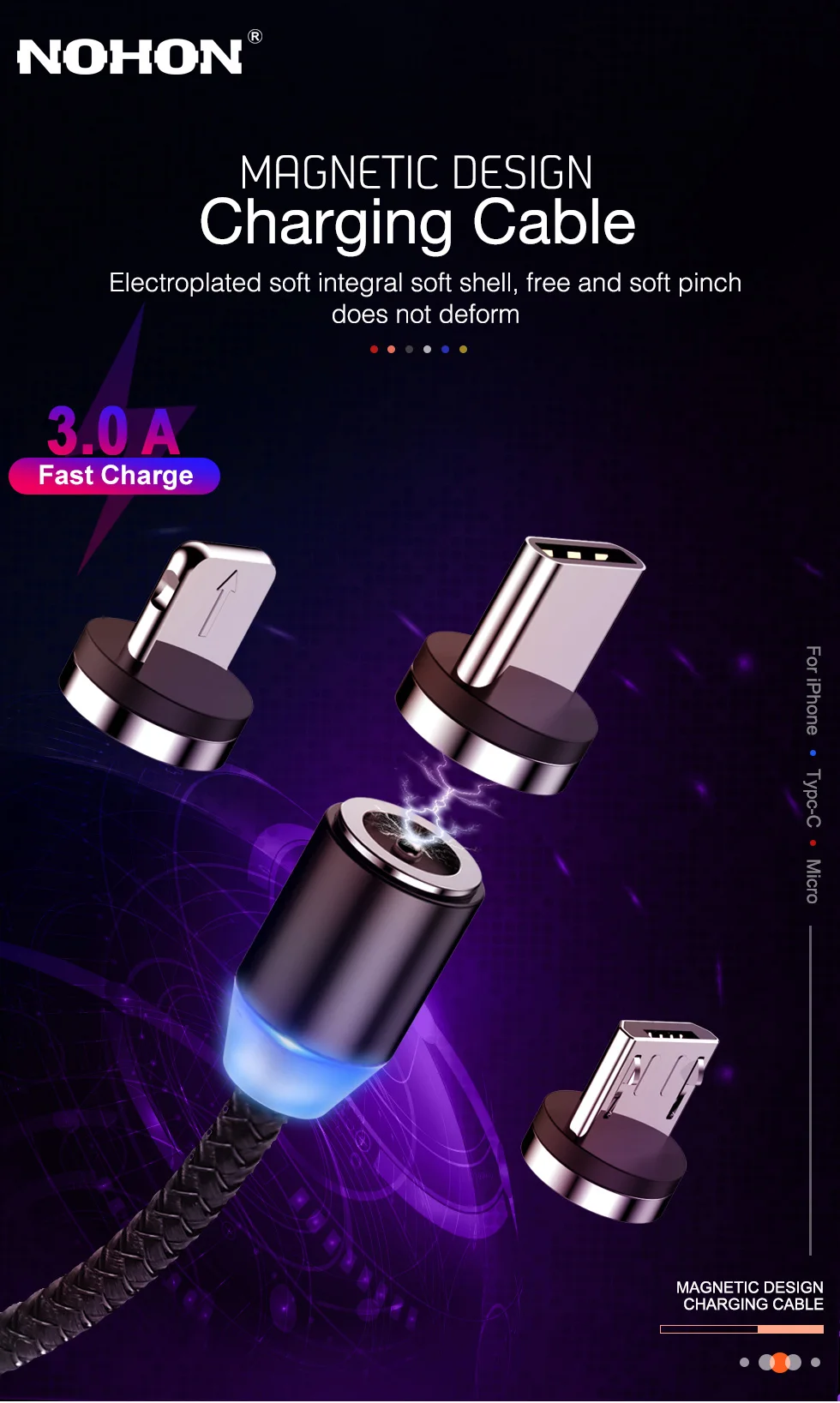 1 м 2 м магнитное зарядное устройство для быстрой зарядки type C Micro USB C кабель для iPhone 11X8 7 6 6S 5 5S samsung кабельный трос мобильного телефона
