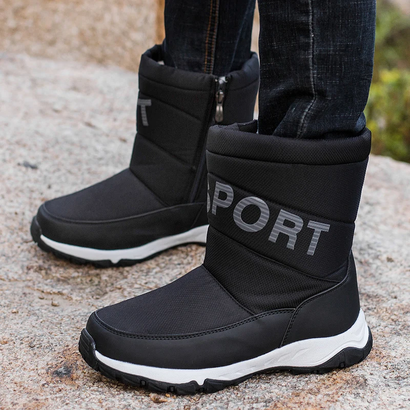 2022 модные зимние ботинки для снега повседневные мужчин обувь плюшевая