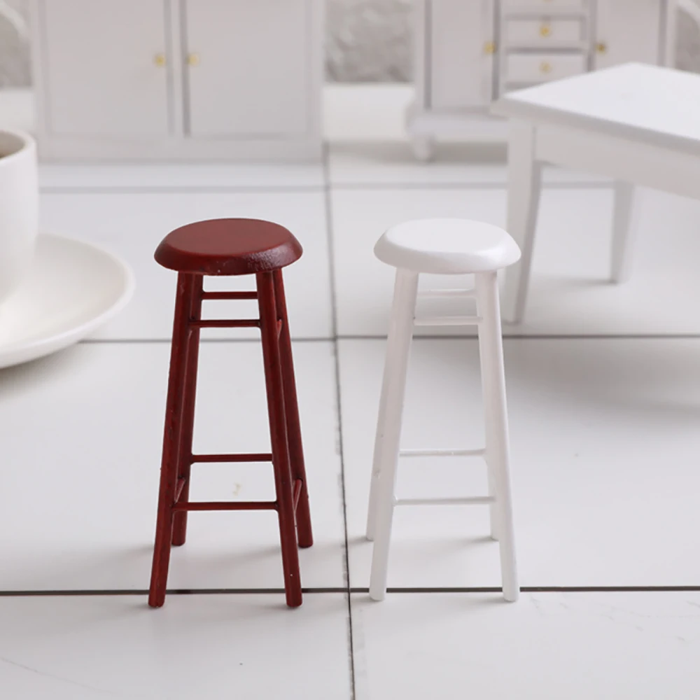 

1/12 Dollhouse Miniature Accessories Mini Wooden Stool Simulation Barstool Furniture Model Toys for Doll House Decoration