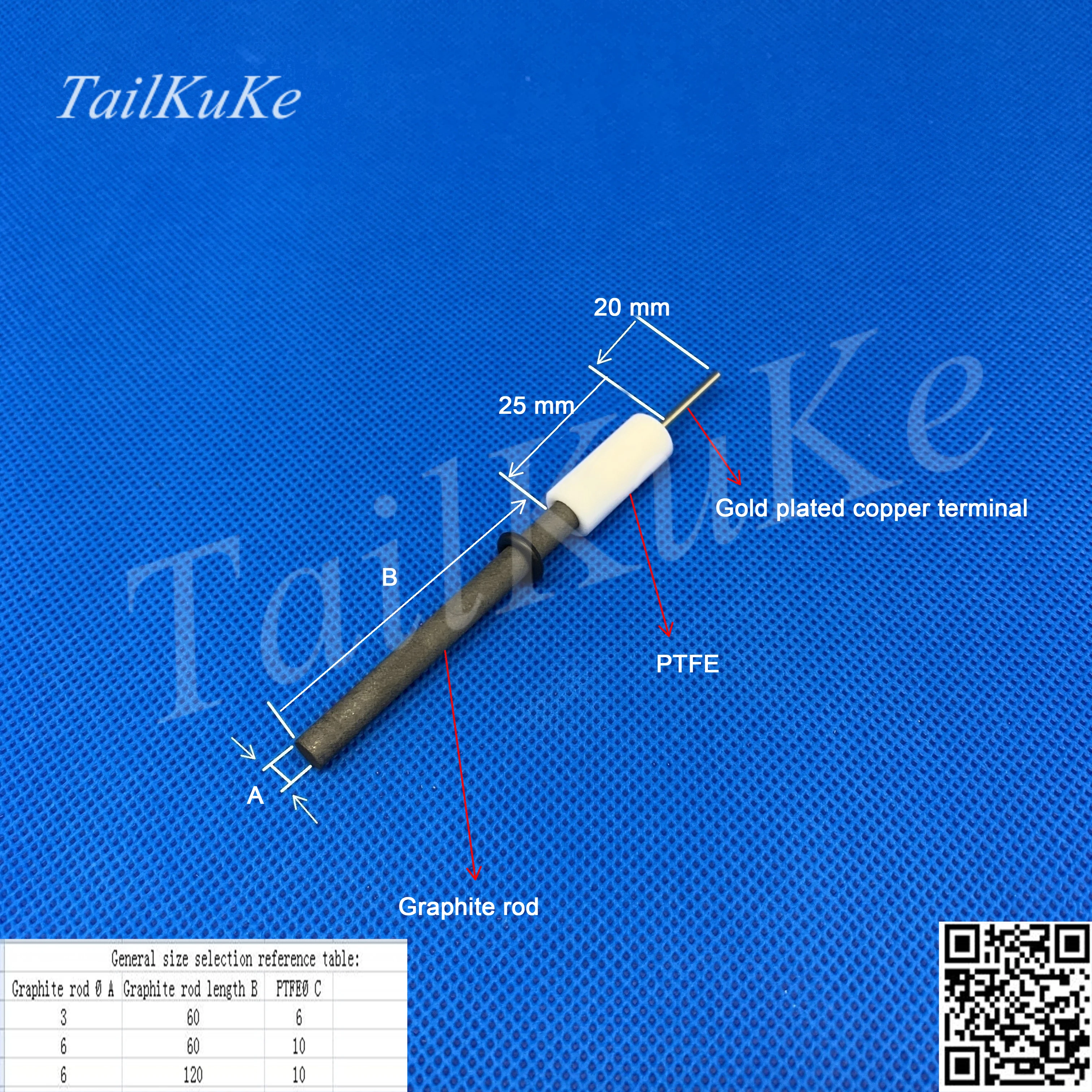 Карбоновый электрод 6 мм графитовый стержень тетрафторграфический рабочий |