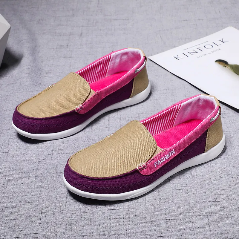 Туфли женские холщовые без шнуровки дышащие лоферы повседневная китайская обувь