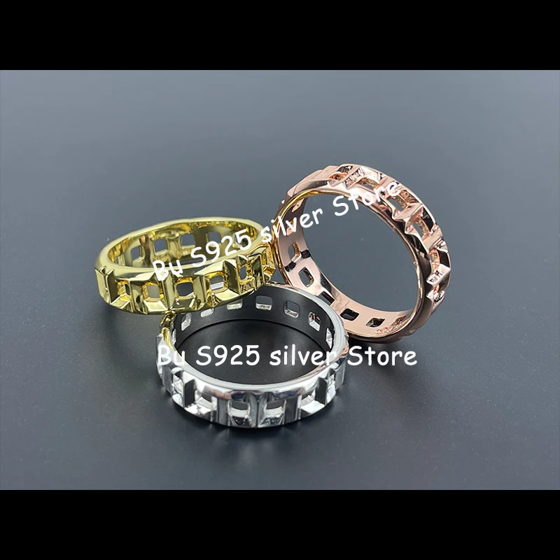 

Original high quality light appreciation S925 sterling silver ring, FT style, turning hollow original design, Valentine's Day gi