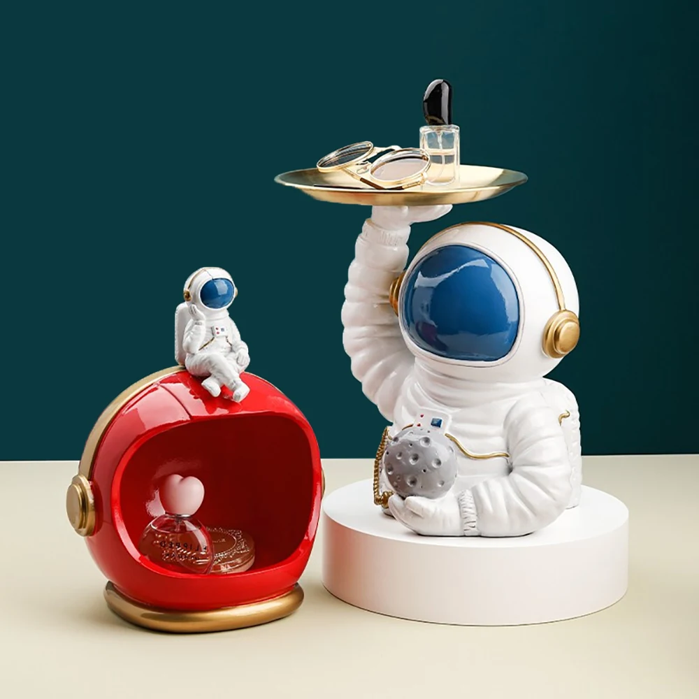 

Astronaut Resin Spacemen Sculpture Snack Fruit Makeup Storage Box Tray Holder Home Decoration Statue Living Room Decor Figurine