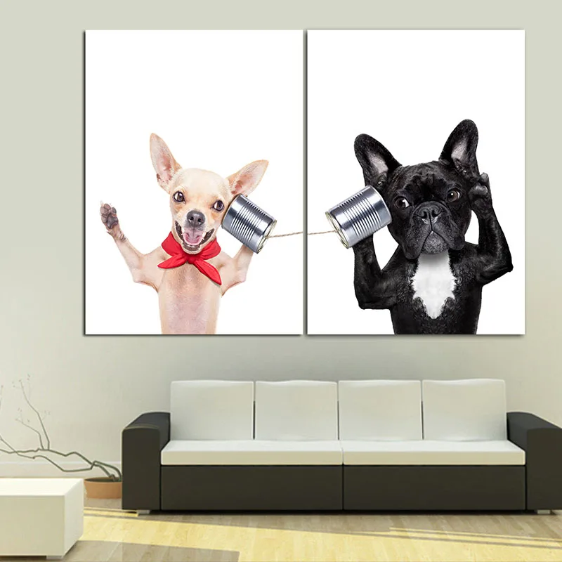 Cartoon Dogs Animals Oil Painting Modern Printed on Canvas Poster And Prints Pictures Artwork Home Decoration For Living Room | Дом и сад