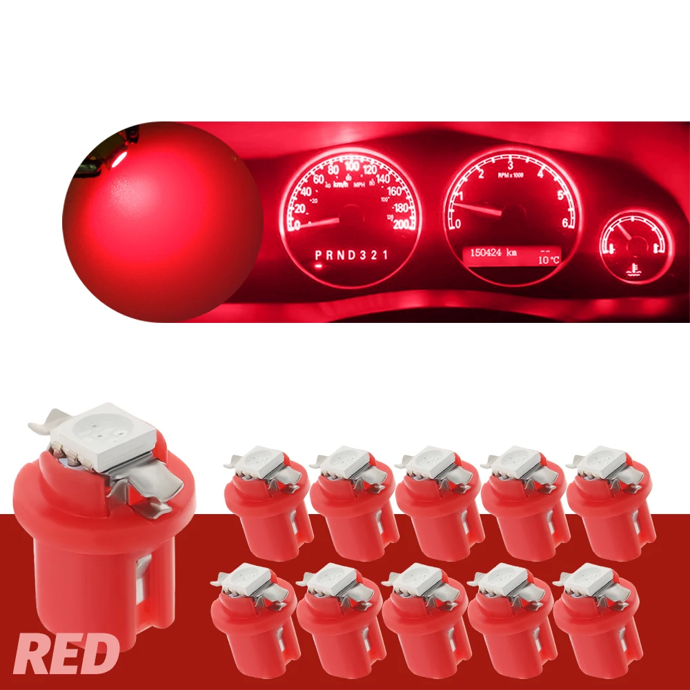 10шт 24V T5 B8.5D 509T B8.5 5050 Светодиодная лампа 1 SMD LED Wedge Панель инструментов Скоростной индикатор Лампа Лампа Белый включен