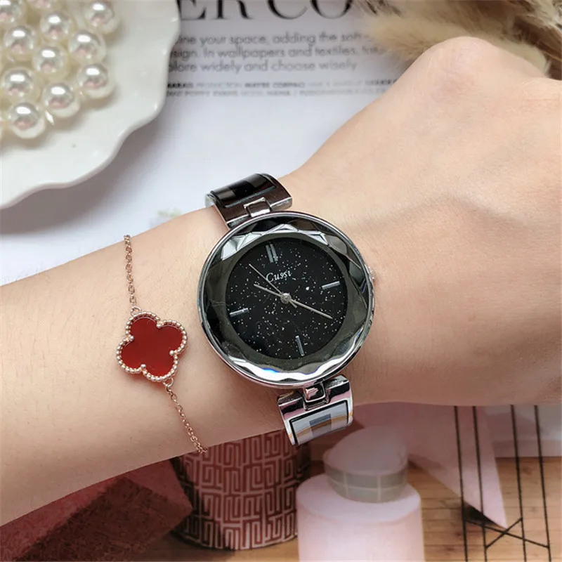 Часы Cussi женские с золотым браслетом роскошные наручные часы ведущей марки