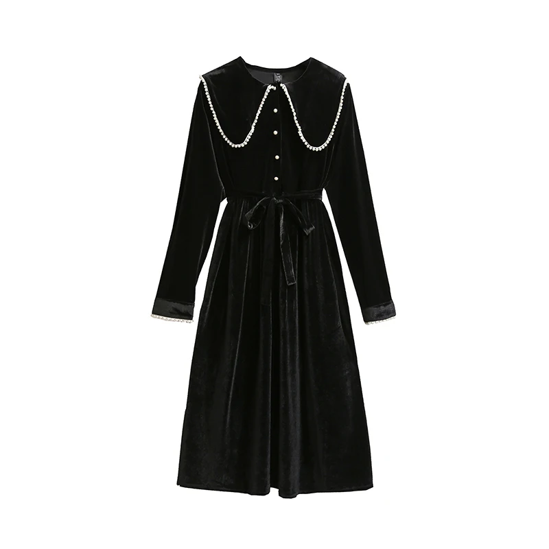 5XL женское осеннее и зимнее Золотое бархатное платье частичной толщины|Женские