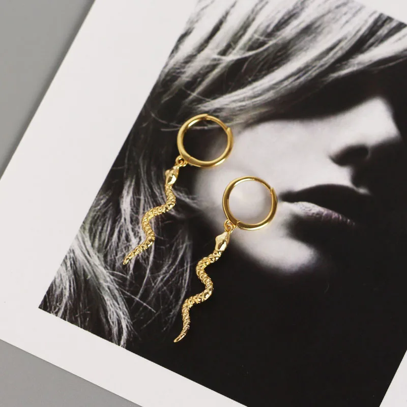 

Hoop Earrings for Women Men Snake Animal Gold Silver Ear Jewelry Gifts S-E1386