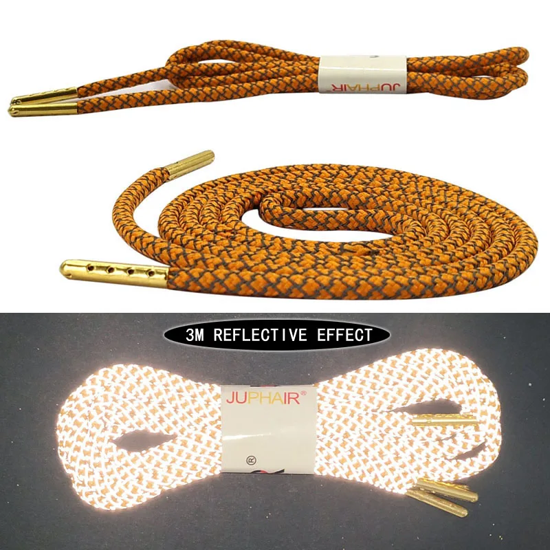 12 Gold Yellow Juphair 60-160 см золотистого цвета с металлическим наконечником с фактурой спортивные шнурки 3м Reflective круглые шнурки для ботинок флуоресцентные шнурки для кроссовок веревка для шнурков - Цвет: 12 Gold Yellow