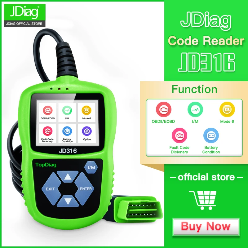JDiag JD316 расширенный режим 6 OBD2 сканер автомобильный двигатель код ошибки читатель может диагностический инструмент сканирования(зеленый) несколько языков