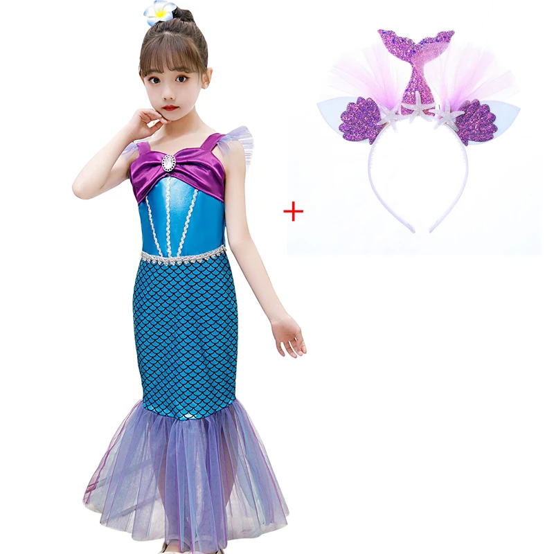 

Mermaid Cosplay Costume For Kids New Sweet Elegant Dress Fancy Children's Party Evening Dresses For Girls Princess Dress 3-8Year