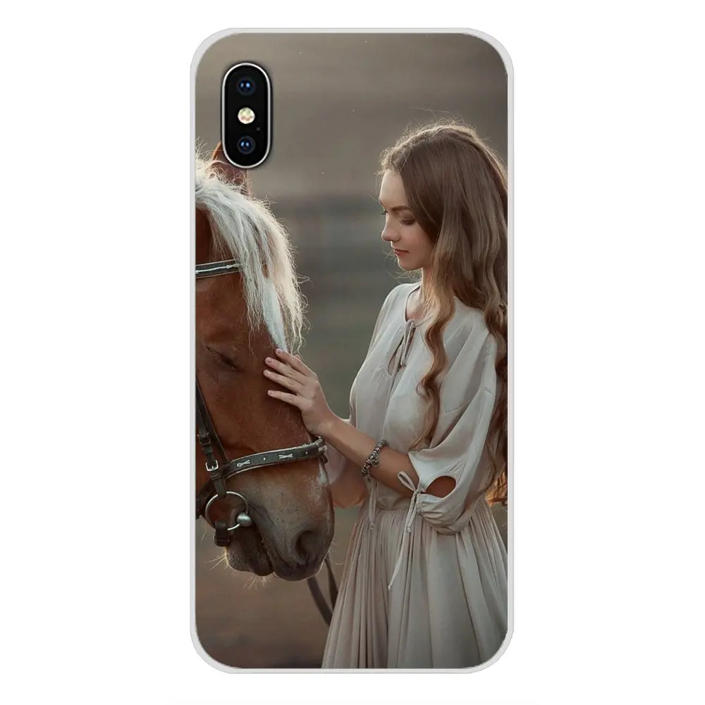 Очень милая женщина и лошадь прозрачный мешок TPU чехол для Huawei NOVA 2 3 2i 3i Y6 Y7 Y9