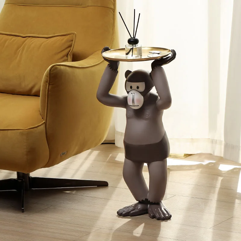

Home Decor Sculptures & Figurines Decoration Accessories Monkey Floor Tray Ornaments Living Room Cartoon Resin Animal Statues