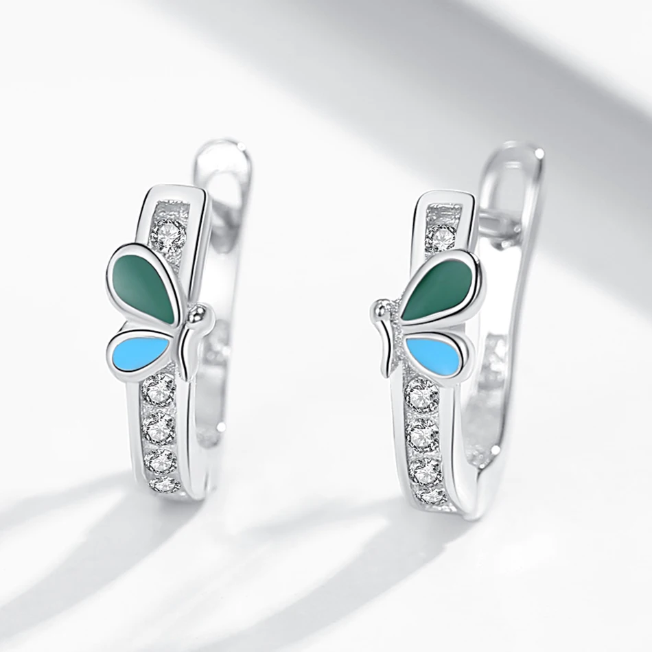 2020 Spring NEW Dazzling CZ Earrings Butterfly Stud for Kids Girls Birthday Gift 925 Sterling Silver Fashion Jewelry | Украшения и