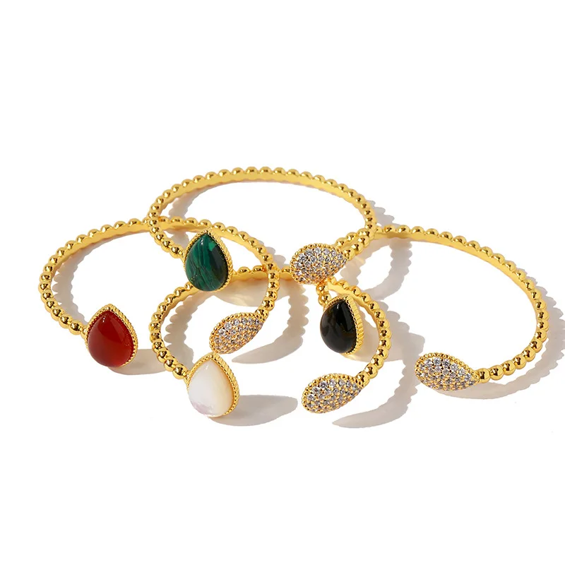 Модный Открытый браслет для женщин с золотым фианитом и камнем в виде капли воды |