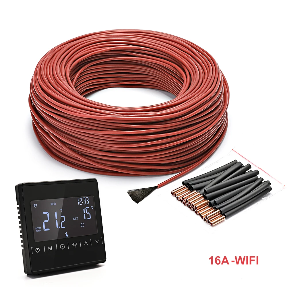 

50Meters 33 Ohm/m 3 mm Upgrade Silicone rubber Jacket Carbon Fiber Heating wire warm floor cable Floor thermostat belt